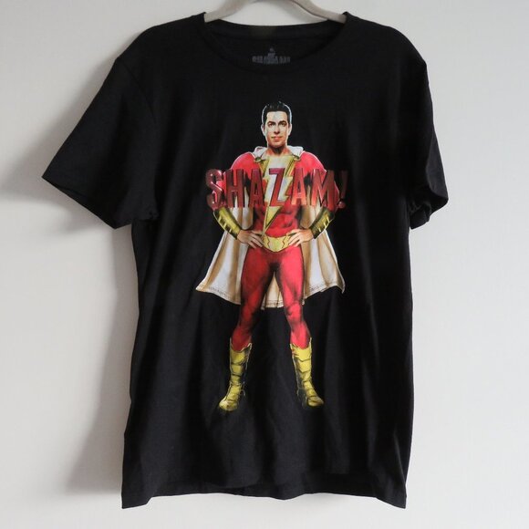 DC COMICS 100% Cotton Shazam! Black Poster T-Shirt - Size M NWOT - Picture 2 of 8